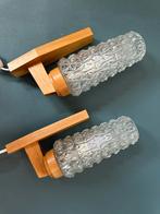 Vintage Wandlampjes Hout en Kristal, Ophalen of Verzenden, Zo goed als nieuw, Hout