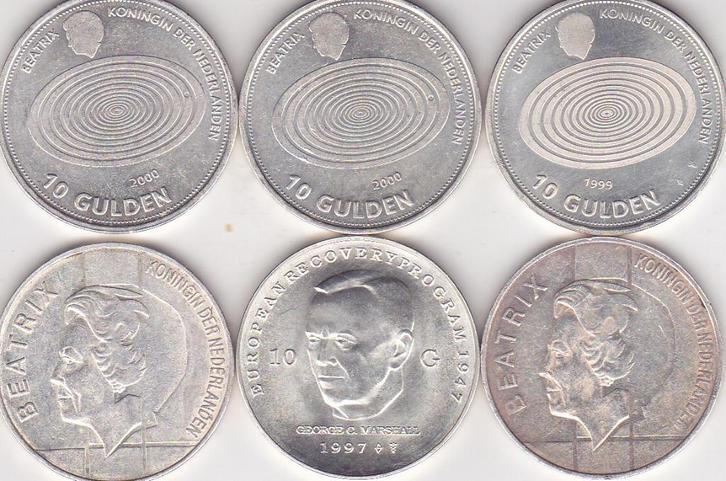 TIENTJES 6 STUKS, Postzegels en Munten, Munten | Nederland, 10 gulden, Koningin Juliana, Verzenden