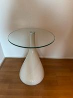 2x bijzettafeltjes (bedtafeltjes) witte voet, Huis en Inrichting, Tafels | Bijzettafels, Minder dan 55 cm, Rond, Zo goed als nieuw