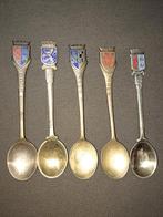 5 Verzilverde ANWB Lepeltjes met Wapen, Antiek en Kunst, Antiek | Bestek, Ophalen of Verzenden
