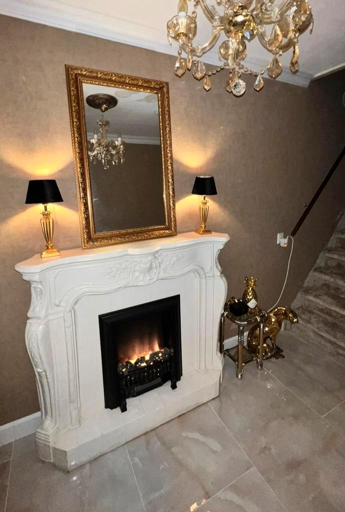 Sfeerhaard met kacheltje barok, Huis en Inrichting, Haarden, Gebruikt, Elektrische haard, Ophalen
