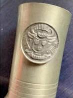 Antiek tinnen bekertje, beker, pot, kannetje met schildje, Ophalen of Verzenden