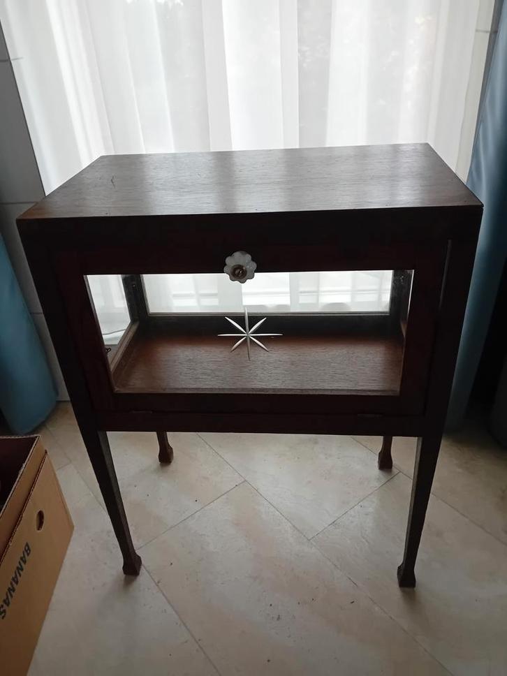 Theekastje met bijbehorend dienblad, Huis en Inrichting, Tafels | Sidetables, Gebruikt, 25 tot 50 cm, 50 tot 100 cm, Rechthoekig