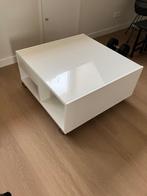 Salon tafel op wielen met glasplaat, Ophalen, Gebruikt, 50 tot 100 cm, Vierkant