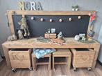 Steigerhouten Speeltafel met Krijtbord, Huis en Inrichting, Ophalen, Zo goed als nieuw, Bureau
