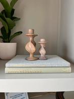 Vintage speksteen kandelaars hand gesneden rose, Ophalen of Verzenden