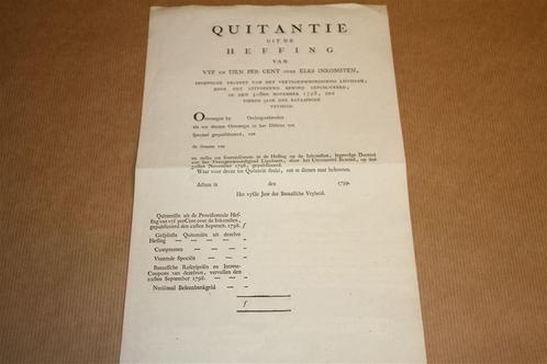 Quitantie ... Bataafsche Vrijheid - 1799 !!, Antiek en Kunst, Antiek | Boeken en Bijbels, Ophalen of Verzenden