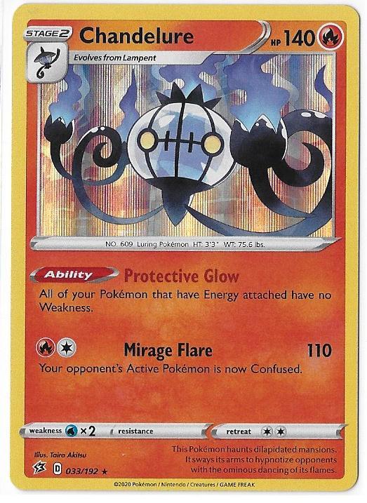 Rebel Clash,  Chandelure [holo] 33/192, Hobby en Vrije tijd, Verzamelkaartspellen | Pokémon, Nieuw, Losse kaart, Verzenden