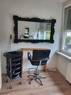 Kappers stoel met spiegel en kar, Gebruikt, Minder dan 100 cm, Hout, 50 tot 100 cm