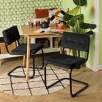 Zwart fluweel eetstoelen x2 nooit gebruikt, Ophalen, Metaal, Twee, Zwart