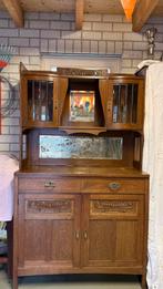 Jugendstil eikenhouten dressoir met opstand, ca. 1900, Ophalen, Gebruikt, 100 tot 150 cm, Eikenhout