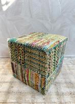 Vierkante poef gekleurd bont, Minder dan 50 cm, -, -, Vierkant