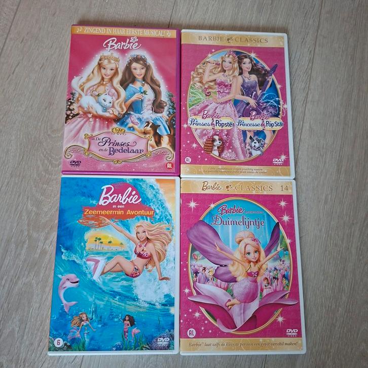 Barbie DVD's - 4 stuks, Cd's en Dvd's, Dvd's | Kinderen en Jeugd, Gebruikt, Film, Poppen, Boxset, Alle leeftijden, Ophalen