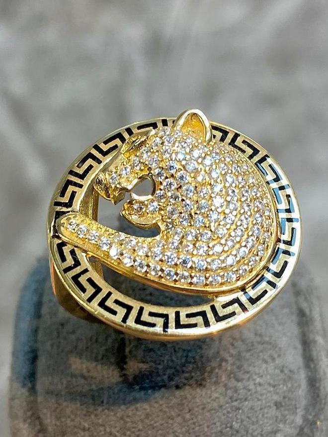 14k Gouden Panter Ring, Sieraden, Tassen en Uiterlijk, Ringen, Nieuw, Dame of Heer, 18 tot 19, Goud, Goud, Met edelsteen, Ophalen of Verzenden