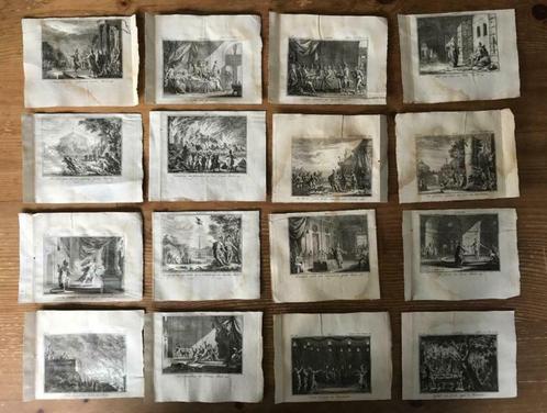 ongeveer 1740 - 16 historische prentjes - O U D, Antiek en Kunst, Kunst | Etsen en Gravures, Ophalen of Verzenden