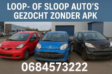 Gezocht loop of sloop auto’s zonder apk direct vrijwaring beschikbaar voor biedingen