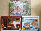 🧩3 Puzzels XL 500 Grote Stukken o.a.JUMBO, RAVENSBURGER., Ophalen of Verzenden, 500 t/m 1500 stukjes, Zo goed als nieuw, Legpuzzel