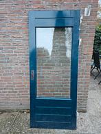 Hardhouten buiten deur met dubbelglas, Doe-het-zelf en Verbouw, Deuren en Horren, Ophalen, Gebruikt, Buitendeur, 200 tot 215 cm