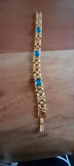Monet armband met 3 blauwe steentjes gezet  Gold plate, Ophalen of Verzenden, Zo goed als nieuw