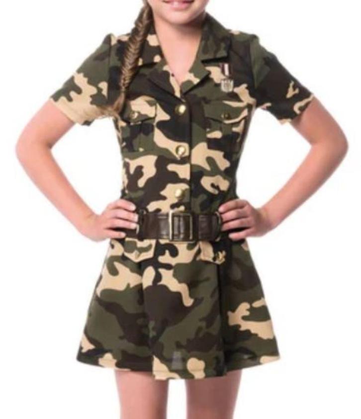 Leuke groen/bruin/beige/zwart LEGER/ARMY jurk - Halloween, Kinderen en Baby's, Carnavalskleding en Verkleedspullen, Zo goed als nieuw