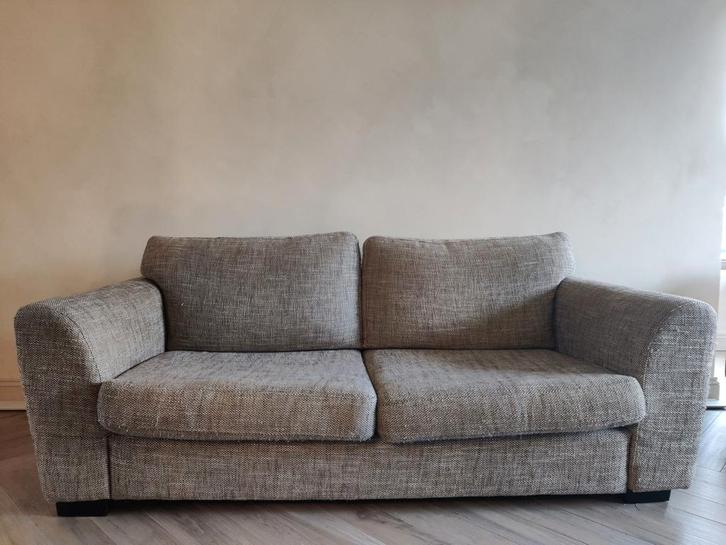 Gratis 2,5 zits bank - beige gemêleerd, Huis en Inrichting, Banken | Bankstellen, Gebruikt, Rechte bank, Tweepersoons, 150 tot 200 cm
