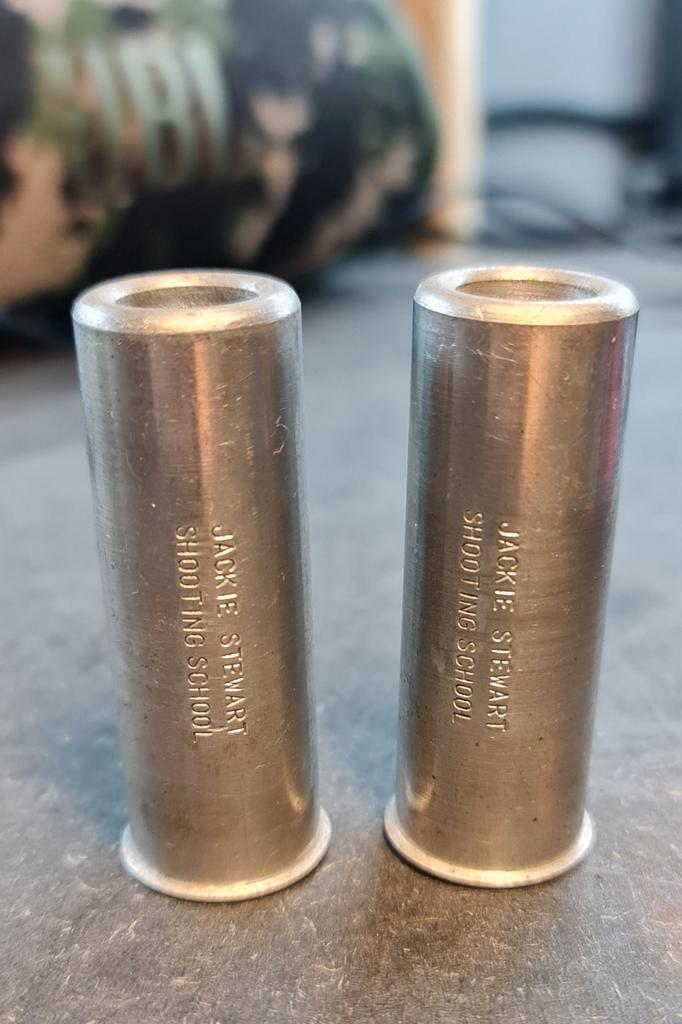 Zeldzaam: Sir Jackie Steward Shooting School buffer/snapcap, Verzamelen, Militaria | Algemeen, Landmacht, Amerika, Ophalen of Verzenden