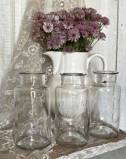 Brocante oude apothekers flesjes PEPTONE DIEST 9,50 pst, Antiek en Kunst, Curiosa en Brocante, Ophalen of Verzenden