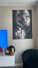 Canvas Schilderij Vrouw met Goud 120 cm lang 80 cm breed., Ophalen