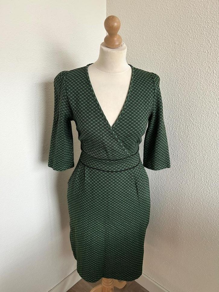 King Louie maat L donkergroene tulip cross dress 2392, Kleding | Dames, Jurken, Zo goed als nieuw, Maat 42/44 (L), Groen, Knielengte