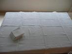 Antiek damast tafellaken 150*123 cm en 4 servetten monogram, Antiek en Kunst, Ophalen of Verzenden