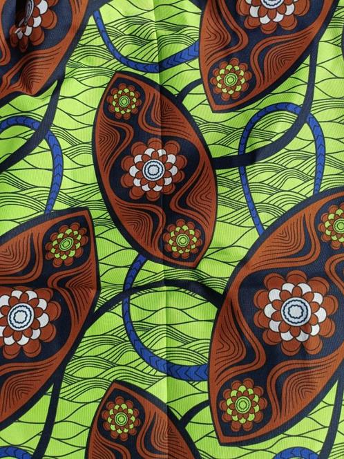 Afrikaanse nieuwe wax stof was katoen 5.50 x 1.15 mt (9), Hobby en Vrije tijd, Stoffen en Lappen, Nieuw, Katoen, 30 tot 120 cm