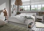 Tweepersoons bed Massief grenen hout. Puur natuur of Wit, Nieuw, 180 cm, Landelijk, Wit