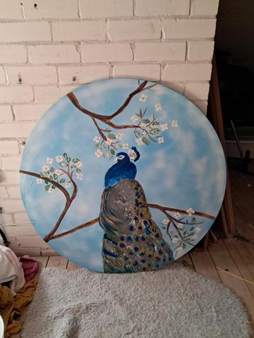 Zelfgeschilderde pauw beschikbaar voor biedingen