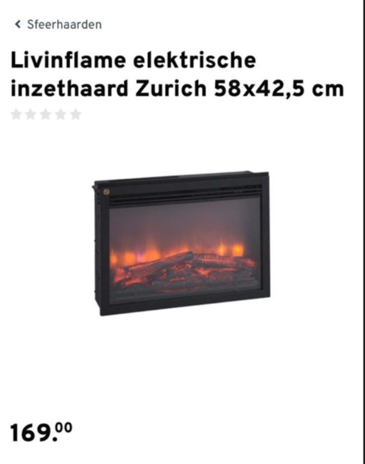 Elektrische inzethaard Zurich, Huis en Inrichting, Haarden, Zo goed als nieuw, Elektrische haard, Ophalen