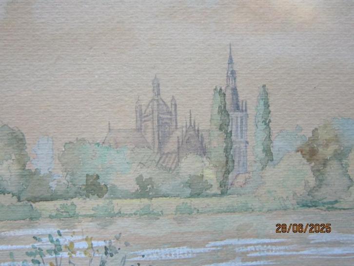 Corn. van Es, Losse Aquarel "" De IJZEREN VROUW "", Antiek en Kunst, Kunst | Schilderijen | Klassiek, Ophalen