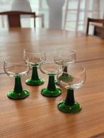 Vintage grote wijnglazen groene voet, Overige typen, Ophalen of Verzenden, Zo goed als nieuw, Nvt