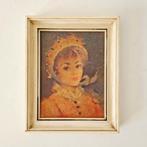 vintage drukprent schilderij franse dame in lijst, Ophalen of Verzenden