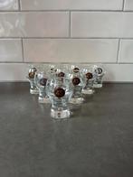 Licor 43 kleine shotglaasjes met zwart logo, Verzamelen, Glas en Borrelglaasjes, Ophalen of Verzenden, Zo goed als nieuw, Borrel- of Shotglas
