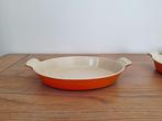 4 x oranje rode gietijzeren ovenschalen Le Creuset, Huis en Inrichting, Keuken | Potten en Pannen, Ophalen, Zo goed als nieuw