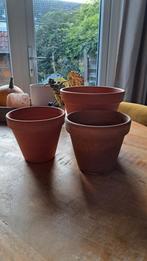 3 terracotta bloempotten, Tuin en Terras, Bloempotten, Rond, Ophalen of Verzenden, Zo goed als nieuw, Aardewerk