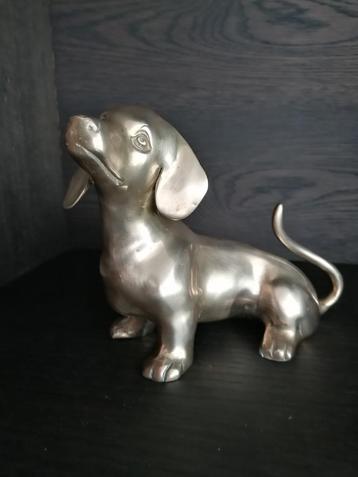 koperen messing teckel hond igst 23x18 cm beschikbaar voor biedingen