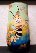 Vintage retro Maja de Bij Vaas - Handgemaakt Decoupage, Gebruikt, Overige kleuren, Ophalen of Verzenden, Glas