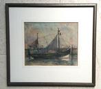 Vissersboot in haven IJmuiden - F.H. Verpoorten 1924-1997, Antiek en Kunst, Kunst | Schilderijen | Klassiek, Ophalen of Verzenden