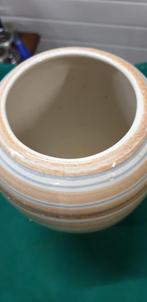 -	Bloempot gestreept, oranje blauw grijs wit, Tuin en Terras, Bloempotten, Ophalen of Verzenden, 'T Olde Gre-j, Info@toldegrej.nl