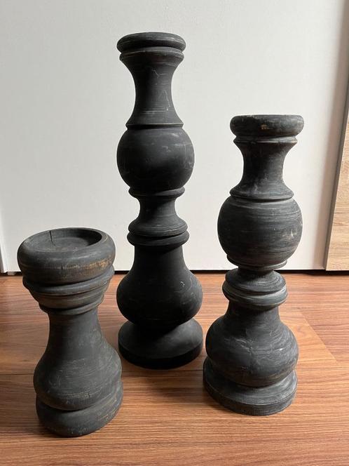 Houten kandelaars, Antiek en Kunst, Curiosa en Brocante, Ophalen of Verzenden