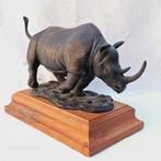 Gesigneerd bronzen beeld van Rhinoceros ( M. Tandy , UK ), Antiek en Kunst, Ophalen of Verzenden