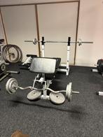 Gorilla sport halterbank set compleet gietijzer 108 kg, Krachtstation, Ophalen of Verzenden, Zo goed als nieuw, Gorilla sports