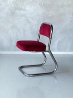 Jaren 70 eetkamerstoel vintage eettafelstoel retro rood, Ophalen, Gebruikt, Vintage, Metaal