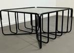 Vintage Draadglas Salontafel, Gebruikt, Vierkant, 50 tot 100 cm, Glas