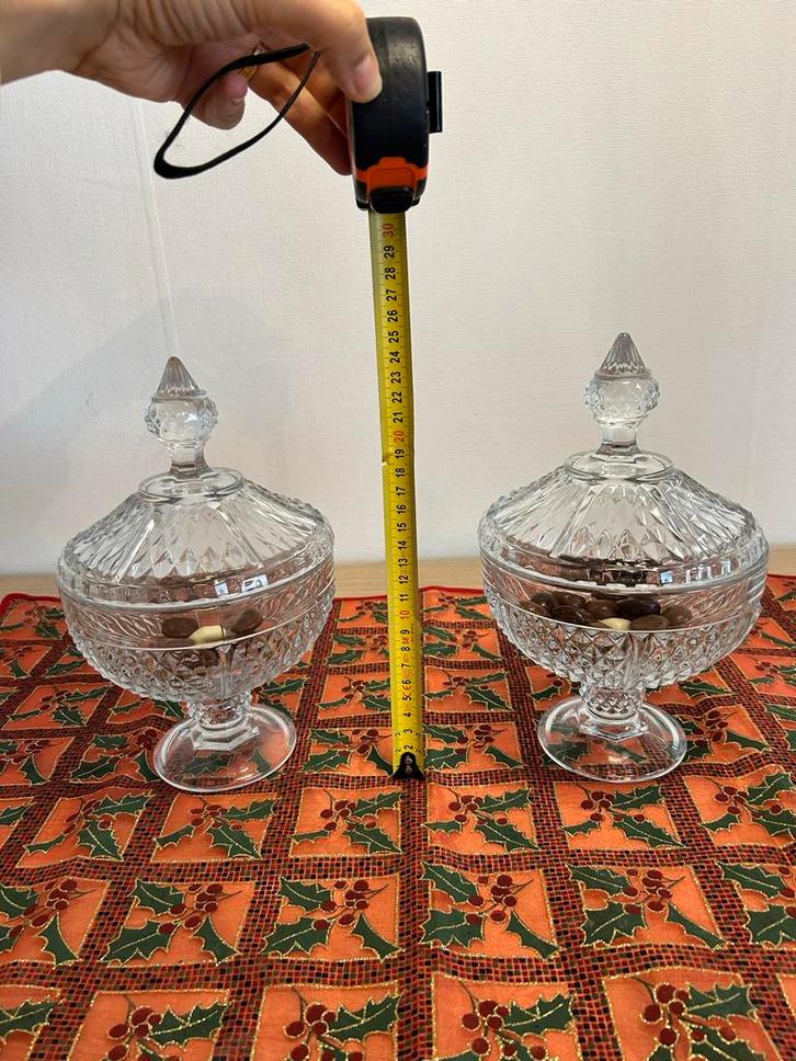 Glazen Bonbonnieres met Deksel - 2 Stuks, Antiek en Kunst, Antiek | Glas en Kristal, Ophalen